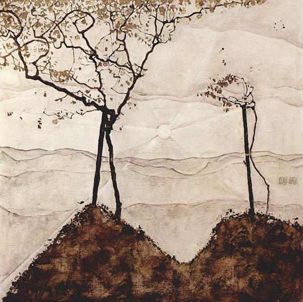 Egon Schiele Herbstsonne und Baume oil painting picture